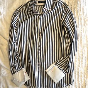 Men’s French cuff dress shirt - blue and white stripe
